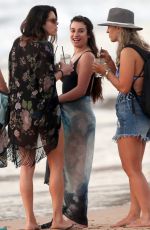 LEA MICHELE with Friends at a Beach in Miami 02/20/2017