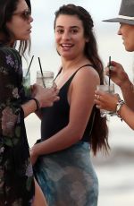 LEA MICHELE with Friends at a Beach in Miami 02/20/2017
