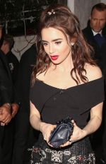 LILY COLLINS at Charles Finch and Chanel Pre Oscar Awards Dinner in Beverly Hills 02/25/2017