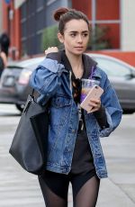 LILY COLLINS Leaves a Gym in Los Angeles 02/26/2017