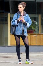 LILY COLLINS Leaves a Gym in Los Angeles 02/26/2017