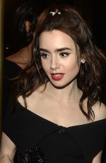 LILY COLLINS Leaves Charles Finch and Chanel Pre Oscar Awards Dinner in Beverly Hills 02/25/2017