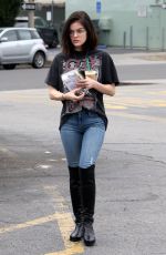 LUCY HALE in Tight Jeans Out in Studio City 02/10/2017