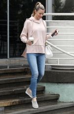 PAIGE BUTCHER Leaves a Starbucks in Studio City 02/06/2017