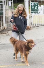 Pregnant AMANDA SEYFRIED Walks Her Dog Out in Los Angeles 02/21/2017