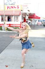 SARA BARRETT at Pinks Hot Dogs in Hollywood 02/09/2017