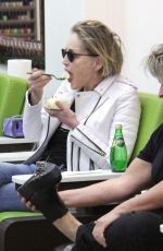 SHARON STONE at a Nail Salon in Beverly Hills 02/13/2017