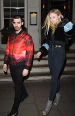 SOPHIE TURNER and Joe Jonas Leaves 34 Restaurant in London 02/23/2017