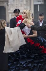 SUKI WATERHOUSE on the Set of a British Airways advertising Campaign in Milan 02/23/2017