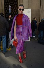 SVEVA ALVITI Arrives at Trussardi Fashion Show at Milan Fashion Week 02/26/2017