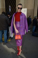 SVEVA ALVITI Arrives at Trussardi Fashion Show at Milan Fashion Week 02/26/2017