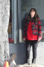 ZOOEY DESCHANEL on the Set of 