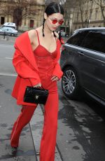 BELLA HADID Arrives at Lanvin Fashion Show at Paris Fashion Week 03/01/2017