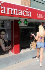 DANNIELLA WESTBROOK inDenim Shorts and Bikini Top Leaves Tantrum Beauty Salon in Marbella 03/11/2017