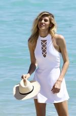 DEVON WINDSOR on the Set of a Photoshoot on the Beach in Miami 03/28/2017