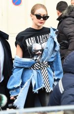 GIGI HADID Arrives at Chanel Fashion Show in Paris 03/07/2017