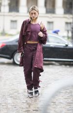 HAILEY BALDWIN Arrives at Elie Saab Fashion Show in Paris 03/04/2017