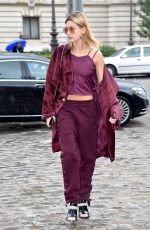 HAILEY BALDWIN Arrives at Elie Saab Fashion Show in Paris 03/04/2017