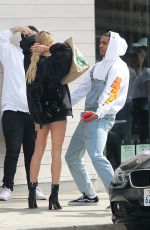 HAILEY BALDWIN in Denim Shorts at Jon and Vinny