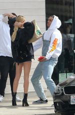 HAILEY BALDWIN in Denim Shorts at Jon and Vinny