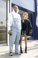 HAILEY BALDWIN in Denim Shorts at Jon and Vinny