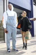 HAILEY BALDWIN in Denim Shorts at Jon and Vinny