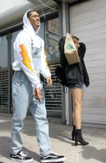 HAILEY BALDWIN in Denim Shorts at Jon and Vinny