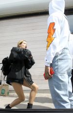 HAILEY BALDWIN in Denim Shorts at Jon and Vinny