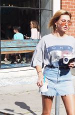 HAILEY BALDWIN in Denim Skirt Out in West Hollywood 03/17/2017