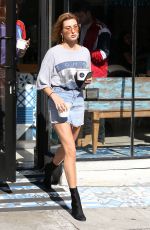 HAILEY BALDWIN in Denim Skirt Out in West Hollywood 03/17/2017