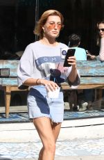 HAILEY BALDWIN in Denim Skirt Out in West Hollywood 03/17/2017