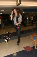 HILARY SWANK with Her Dogs at LAX AIrport in Los Angeles 03/07/2017