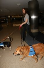 HILARY SWANK with Her Dogs at LAX AIrport in Los Angeles 03/07/2017