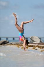 IMOGEN THOMAS in Swimsuit at a Beach in Miami 03/30/2017