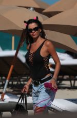 KARINA JELINAK in Swimsuit at a Beach in Miami 03/27/2017