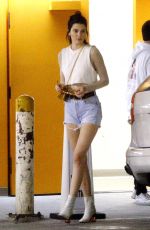 KENDALL JENNER in Denim Shorts Shopping in Beverly Hills 03/09/2017