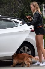 KIMBERLY GARNER in Shorts Walks Her Dog Out in Los Angeles 03/01/2017