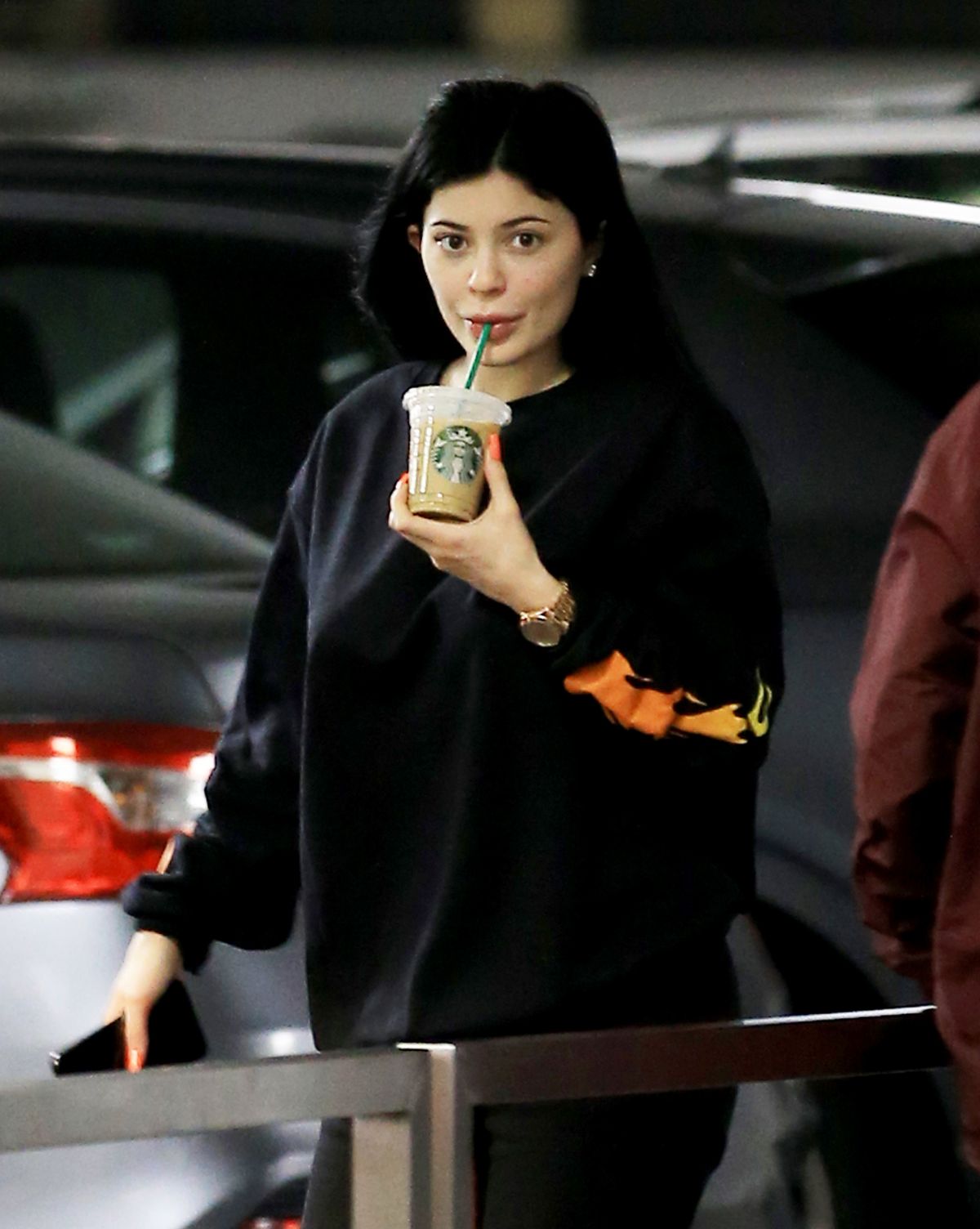 KYLIE JENNER Without Makeup Leaves a Starbucks in Beverly Hills 03/30/2017.