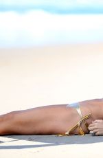 LADY VICTORIA HERVEY in Gold Bikini at a Beach in Los Angeles 03/10/2017