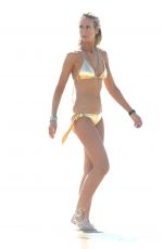 LADY VICTORIA HERVEY in Gold Bikini at a Beach in Los Angeles 03/10/2017