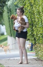 LENA DUNHAM Out with Her Dogs in Beverly Hills 03/22/2017