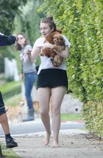 LENA DUNHAM Out with Her Dogs in Beverly Hills 03/22/2017