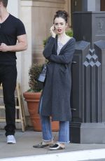 LILY COLLINS at Blue Ribbon Sushi Bar & Grill at The Grove in West Hollywood 03/29/2017