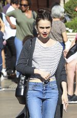 LILY COLLINS at Blue Ribbon Sushi Bar & Grill at The Grove in West Hollywood 03/29/2017