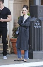 LILY COLLINS at Blue Ribbon Sushi Bar & Grill at The Grove in West Hollywood 03/29/2017