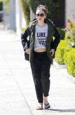 LILY COLLINS Heading to a Nail Salon in Beverly Hills 03/28/2017