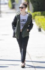 LILY COLLINS Heading to a Nail Salon in Beverly Hills 03/28/2017