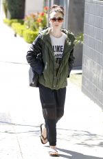 LILY COLLINS Heading to a Nail Salon in Beverly Hills 03/28/2017