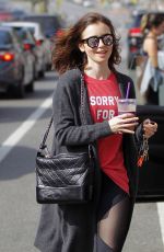 LILY COLLINS Leaves a Gym in Beverly Hills 03/18/2017