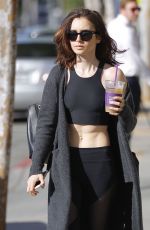 LILY COLLINS Leaves a Gym in Beverly Hills 03/30/2017